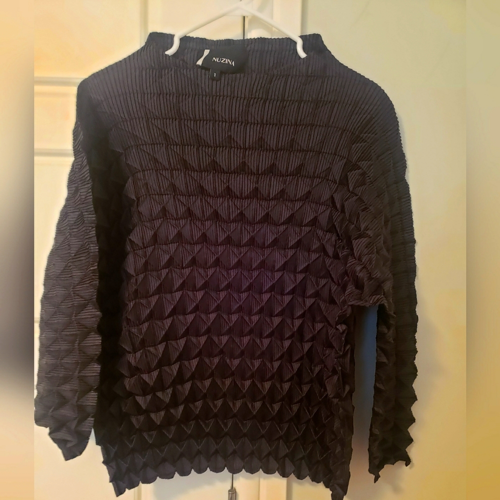 Nuzina Mock Turtle Neck Black Blouse